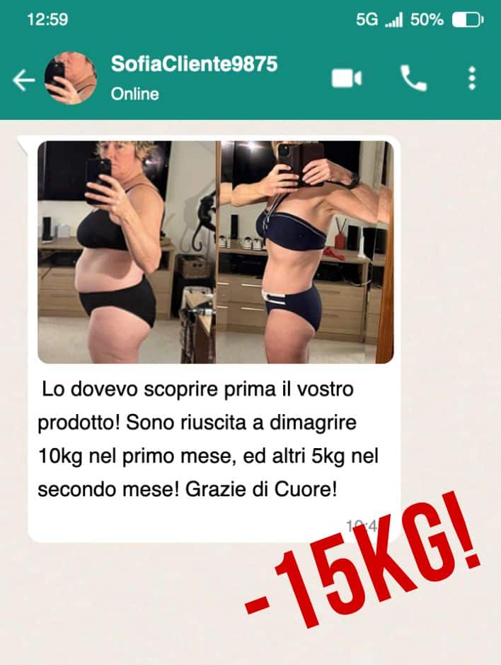 Prima e dopo la perdita di peso di 15kg con successo.