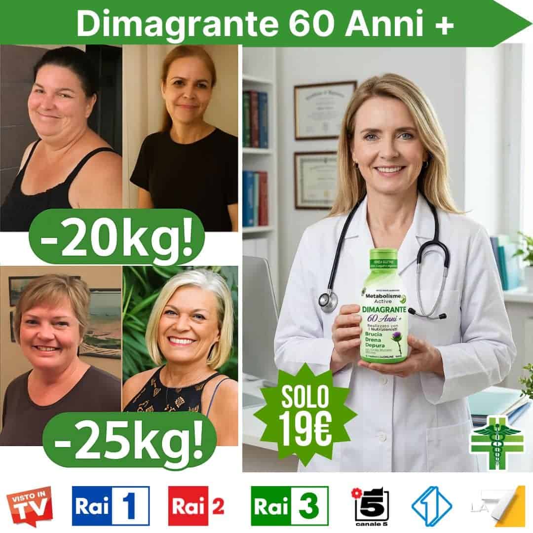 Donna in età avanzata mostra risultati di perdita di peso con integratore naturale.