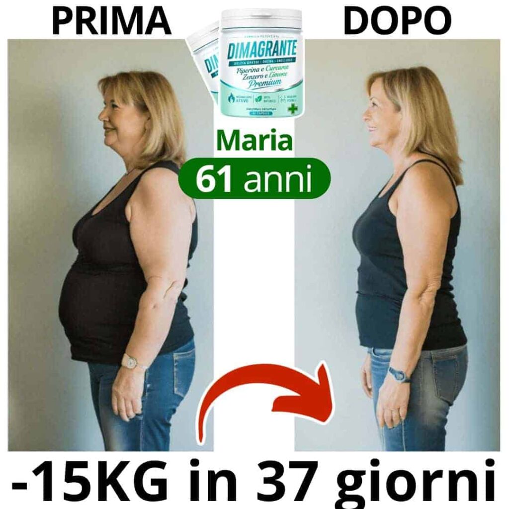 Prima e dopo la perdita di peso di Maria di 15kg in 37 giorni.