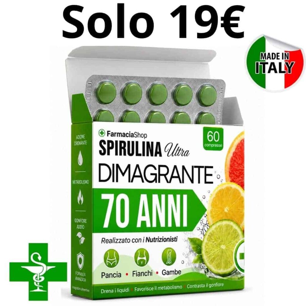 Integratore di spirulina Ultra 70 Anni con 60 compresse, promozione a 19 euro.