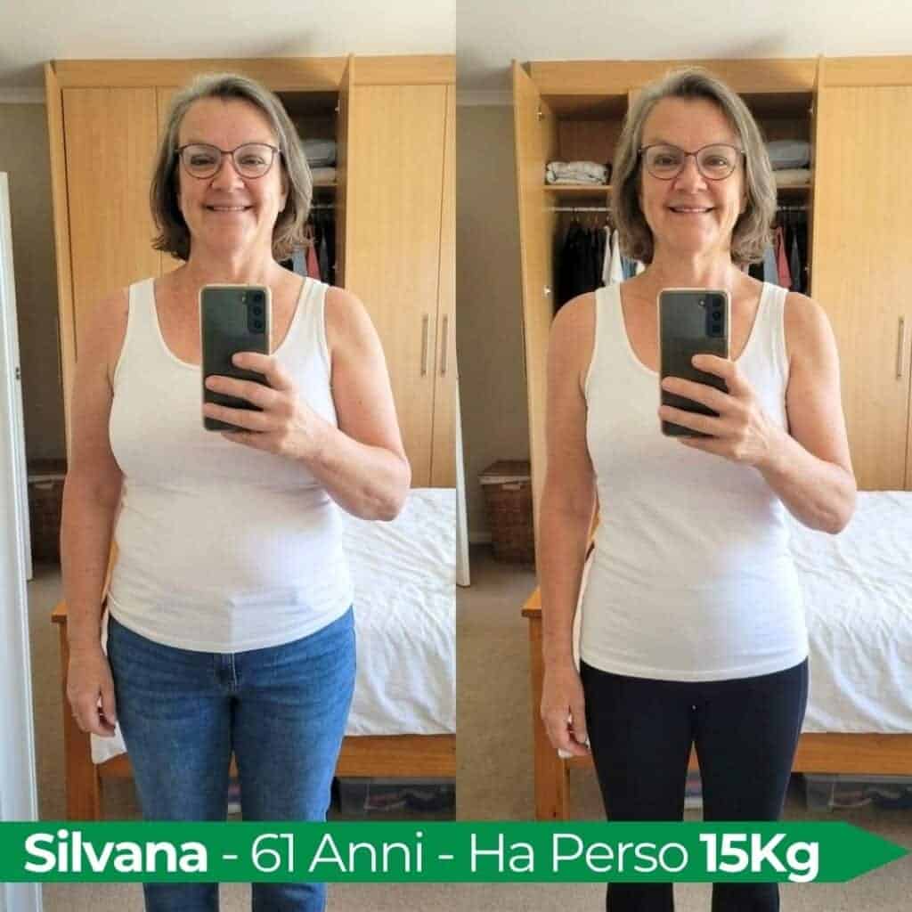 Silvana di 61 anni mostra il suo cambiamento di peso.