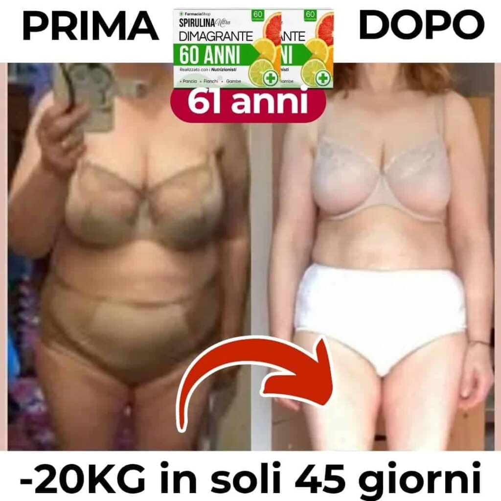 Prima e dopo 45 giorni con Spirulina Bio Attiva Noir.