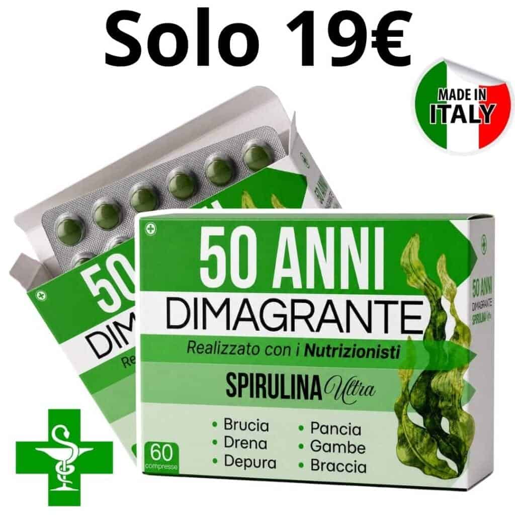 Confezione di Spirulina Ultra 50 Anni, integratore naturale di spirulina.