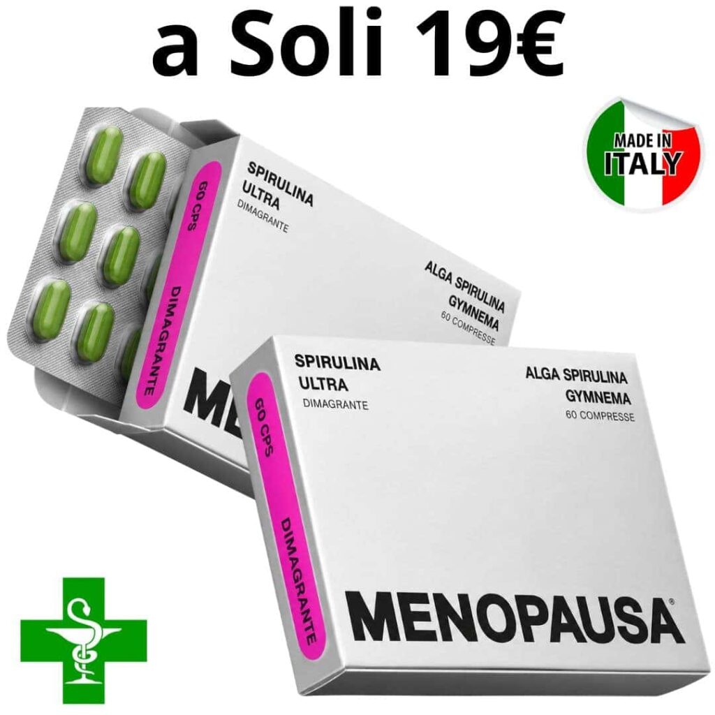 Integratore di spirulina Ultra per menopausa, confezione da 60 compresse.