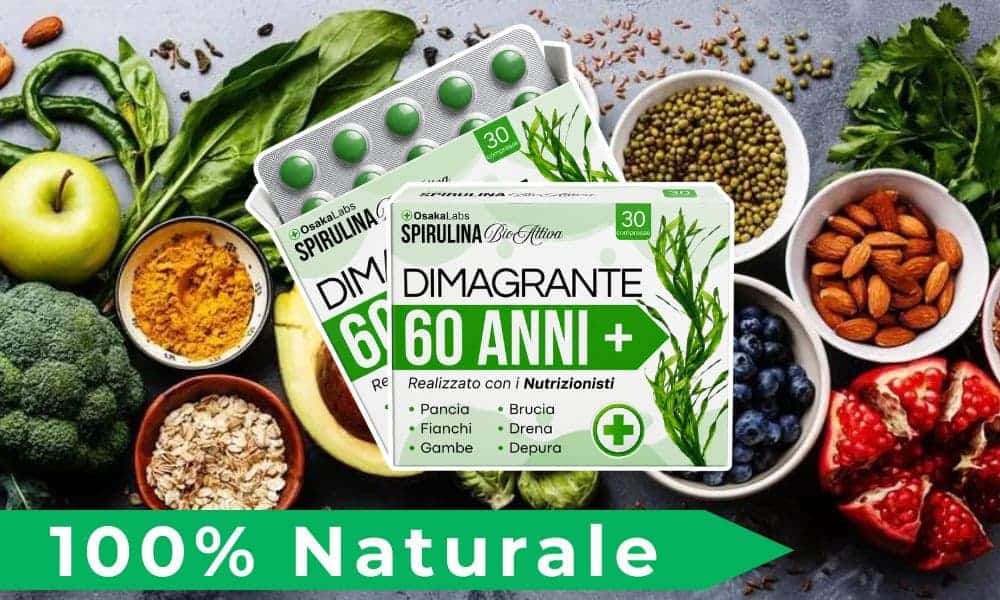 Integratore di spirulina bio con vitamine e minerali naturali.