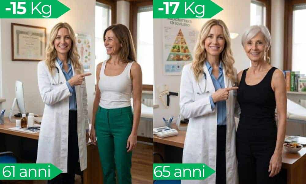 Donna in visita medica con professionista, miglioramento peso e salute.