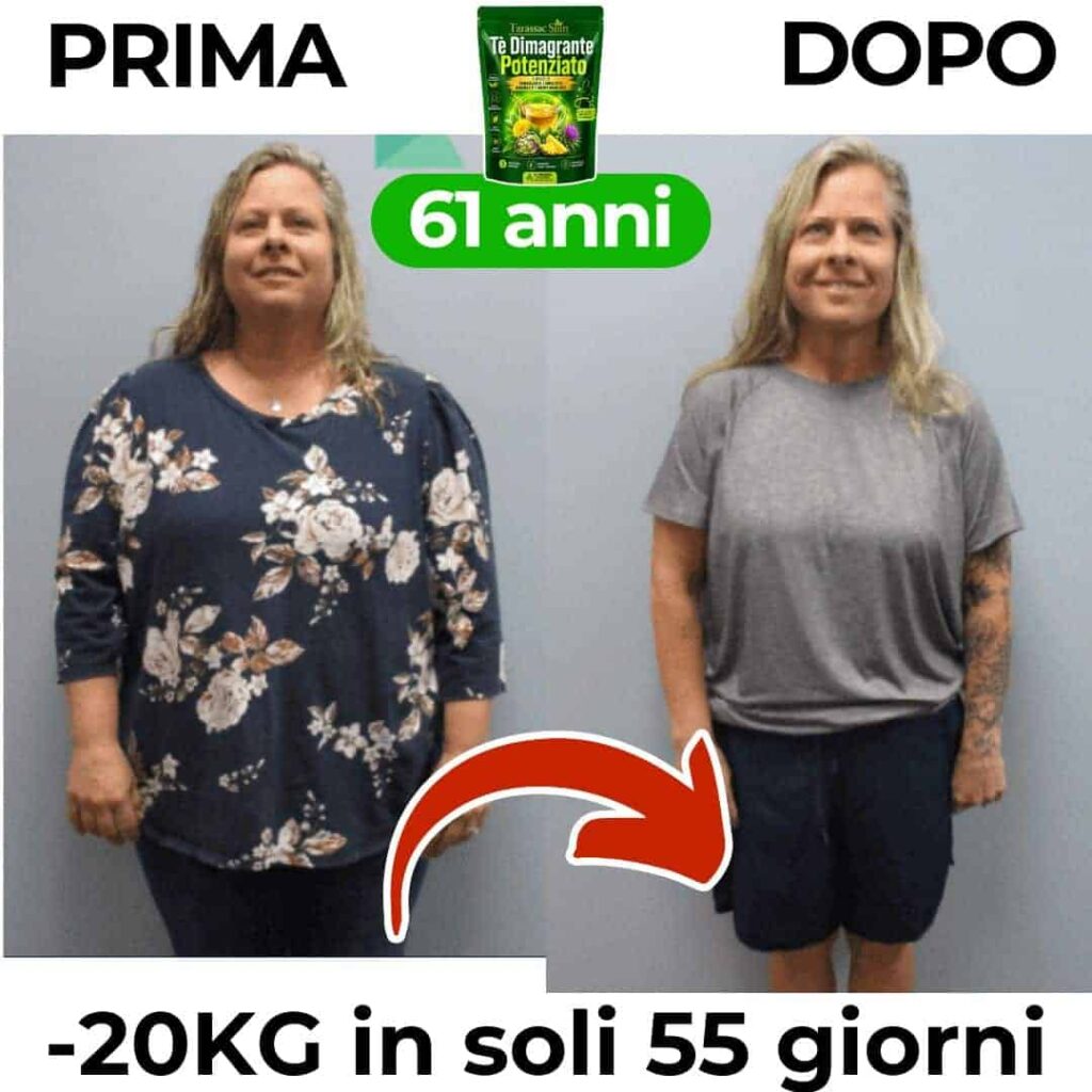 Dopo 55 giorni, perdita di 20kg con Tarassac Slim.